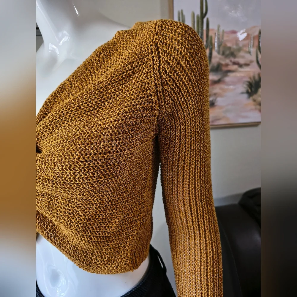 Zara Twist-Front Cropped Sweater in Mustard - Picture 3 of 10